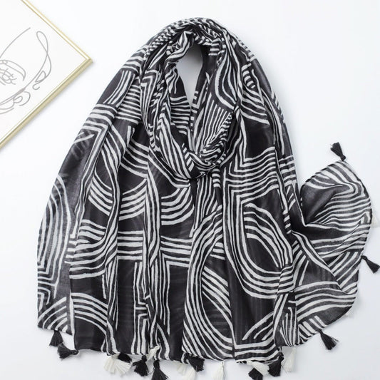 Scarvii - Striped Print Solid Scarf – Classic &amp; Stylish