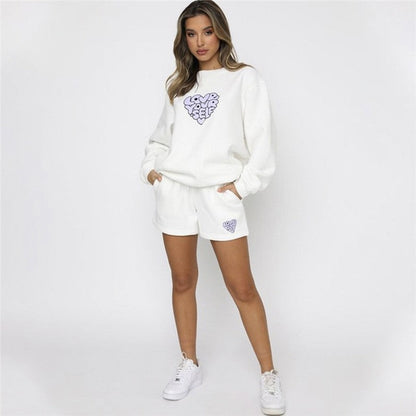 Casual Loose Round Neck Shorts Suit