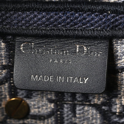 Oblique Embroidered Saddle Bag Blue