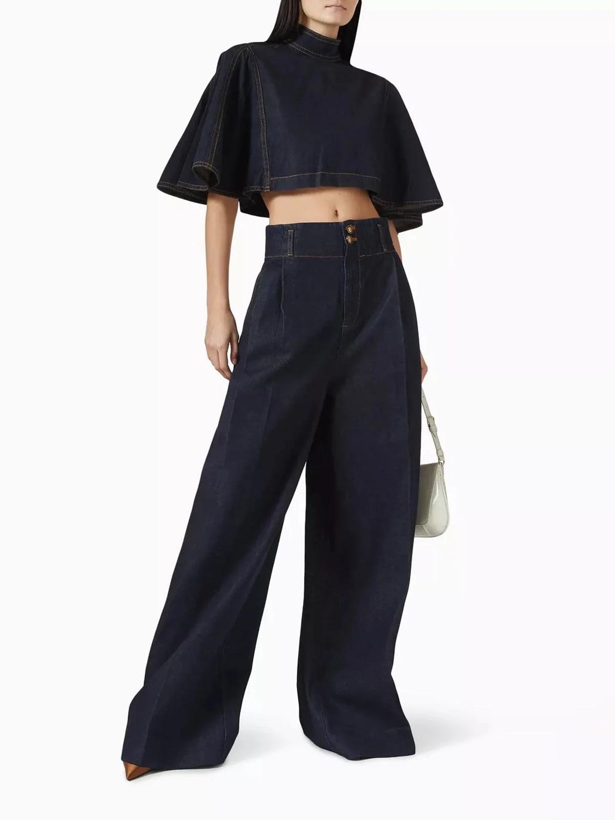 Savannah Minimalist-style Denim Top and Trousers Set