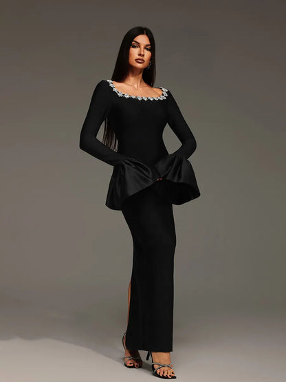 Dahlia Trumpet Sleeve Bandage Maxi Dress