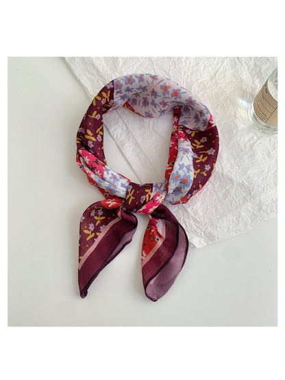Haila - 20" Colorblock Floral Square Headscarf - Spring Essential