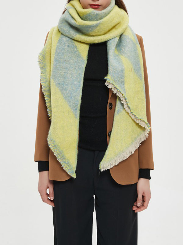 Fringed Keep Warm Plaid Shawl&Scarf