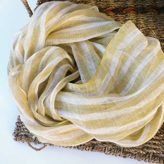 Scarvii - Yellow-And-White Striped Scarf – For Summer &amp; Stylish