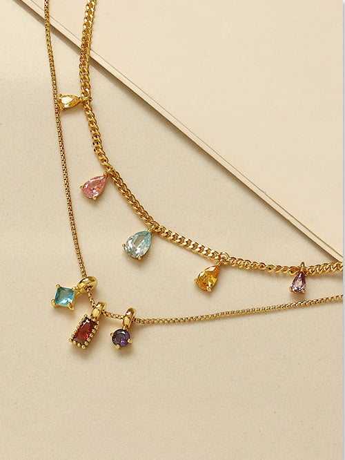 Elegant Colourful Diamond Necklace
