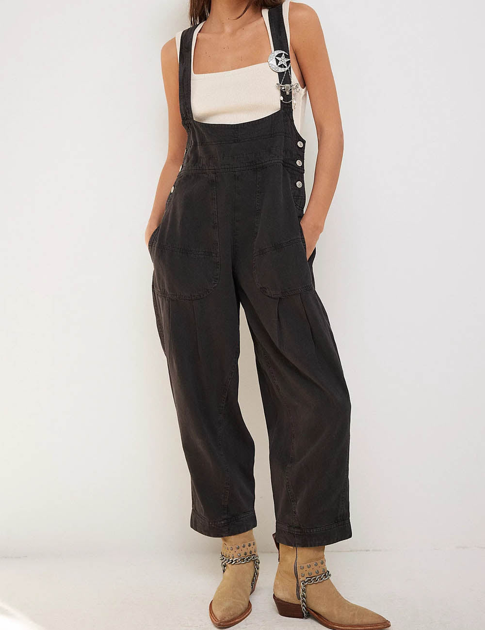 Trendy Loose Barrel Leg Adjustable Strap Overalls
