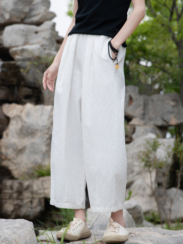 Loose Wide Leg Elasticity Solid Color Casual Pants Bottoms