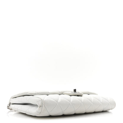 Caviar Quilted Clutch With Chain Flap White