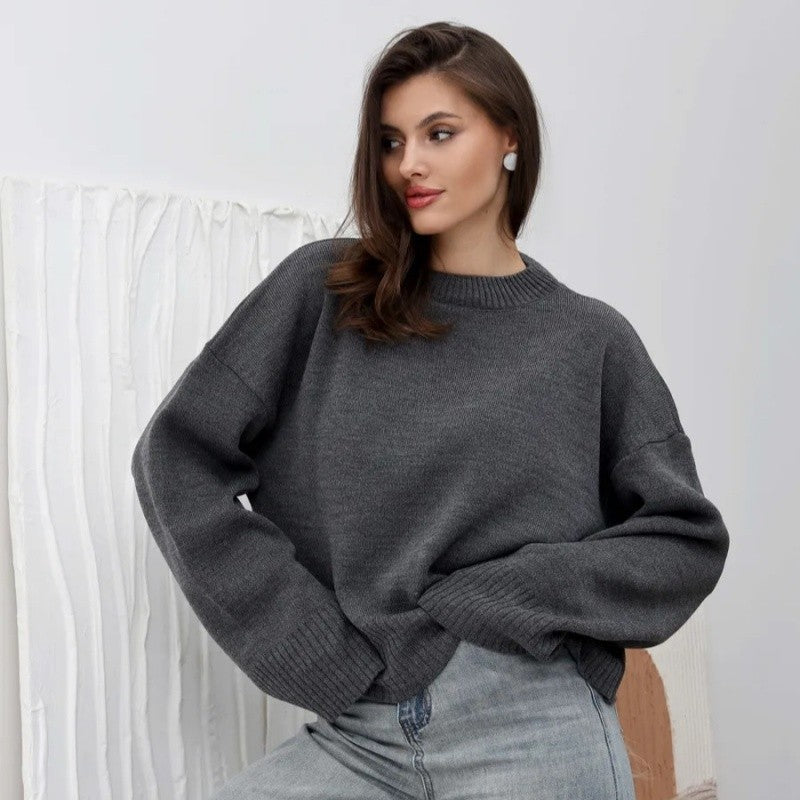 Solid Color Long Sleeve Knit Sweater
