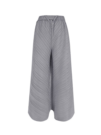 Wide Leg Loose Drawstring Pleated Tiered Casual Pants Bottoms