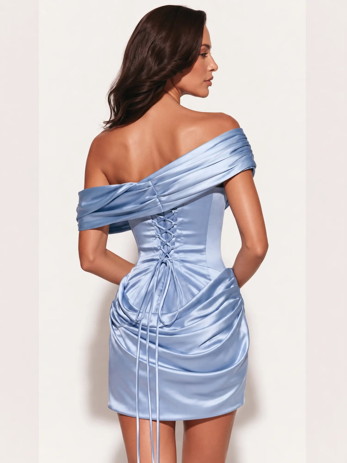Evangeline Satin One-Shoulder Draped Mini Dress