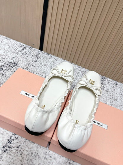 Miu Mary Jane Flat White Sheepskin 591573