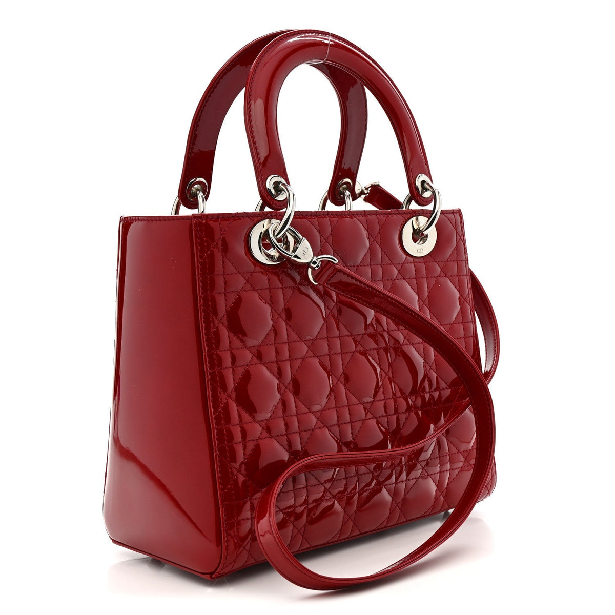 Patent Cannage Medium Lady Dior Red