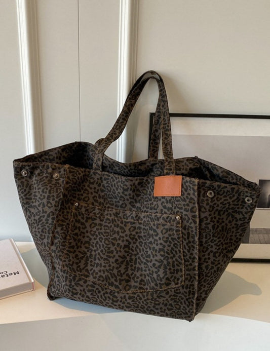 Leopaed Print Shoulder Bag Large Capacity Tote Bag