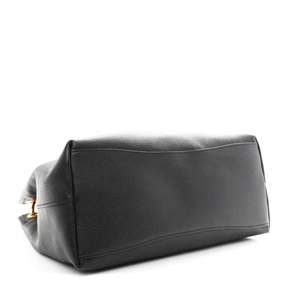 Vitello Phenix Embossed Logo Hobo Black