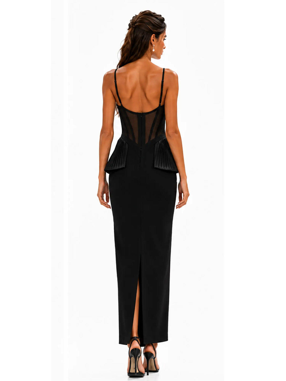 Aurora Sexy Sheer Mesh Panel Midi Dress