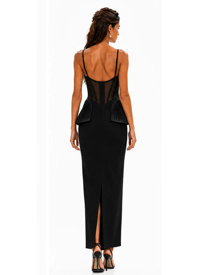 Aurora Sexy Sheer Mesh Panel Midi Dress