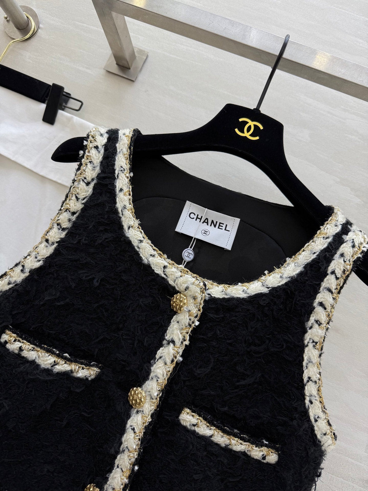 CC FW 25/26 Dress Black White Tweed 343342