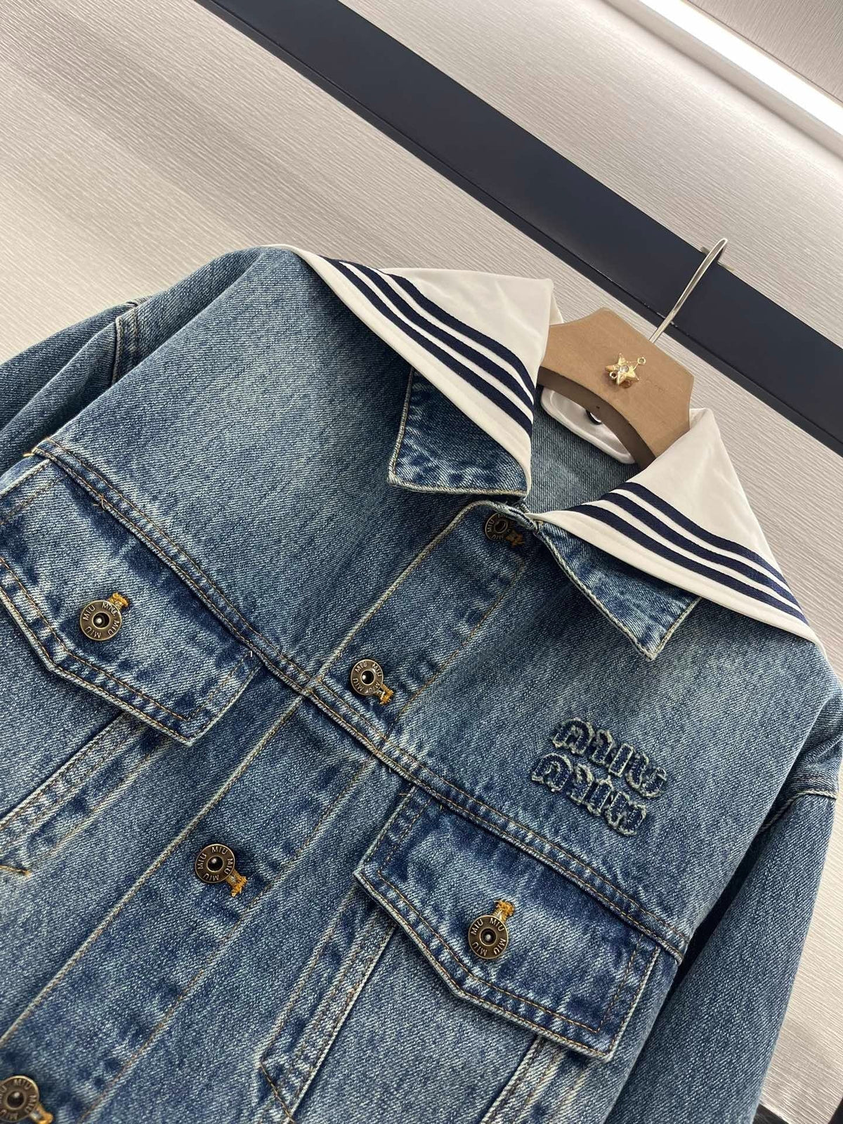 MIUMIU DENIM JACKET AND SKIRT SET 274644