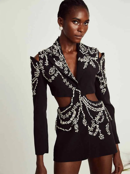 Cassandra Crystal-embellished Cut-out Blazer
