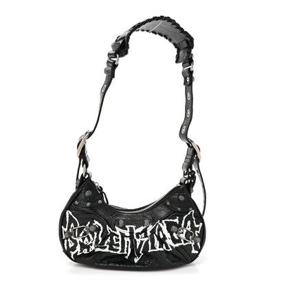 Agneau Arena Lunar New Year Graffiti Logo Le Cagole Shoulder Bag XS Black