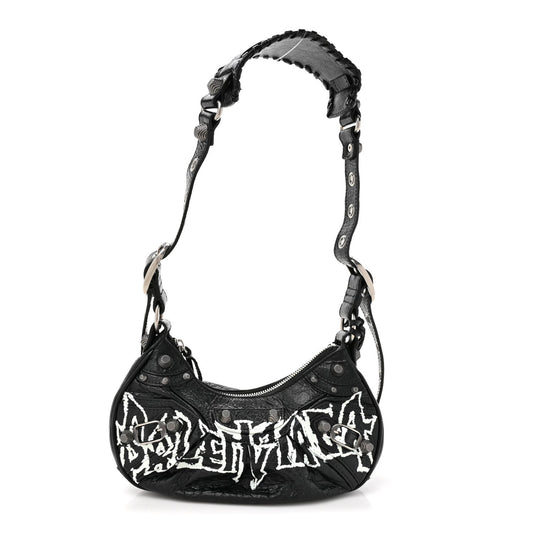 Agneau Arena Lunar New Year Graffiti Logo Le Cagole Shoulder Bag XS Black