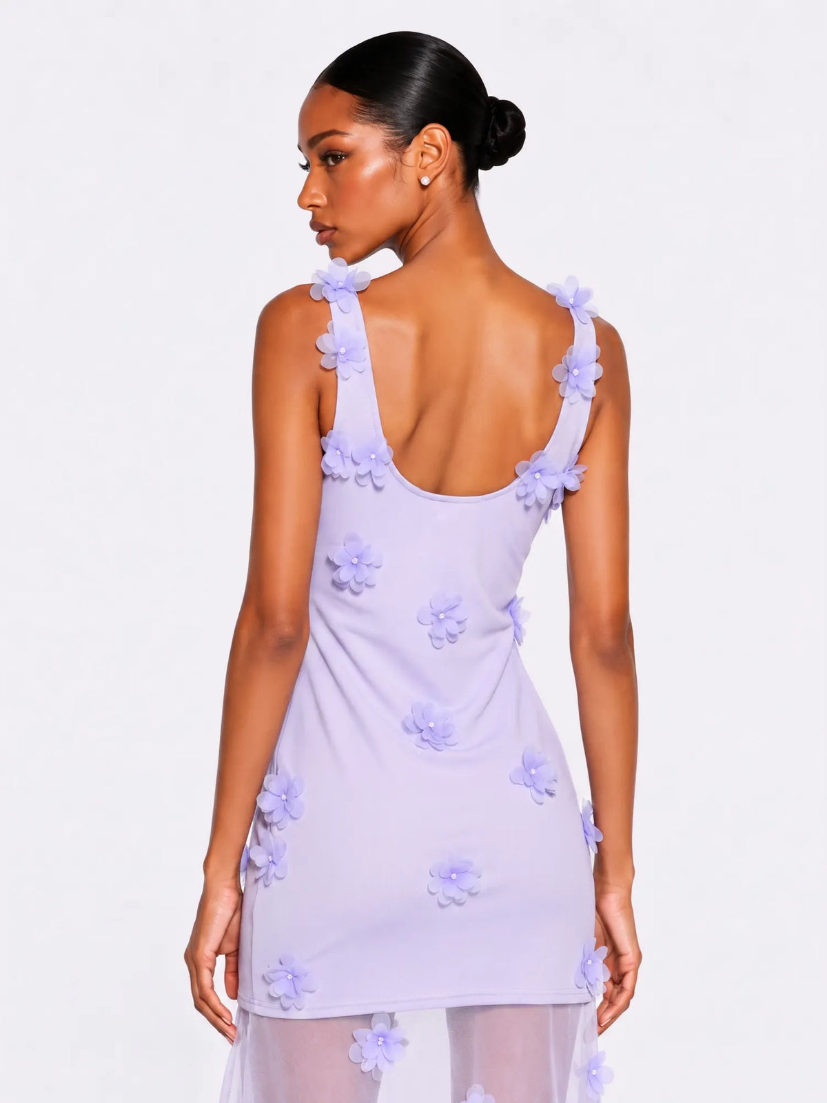 Nora 3D Floral Mesh Overlay Maxi Dress