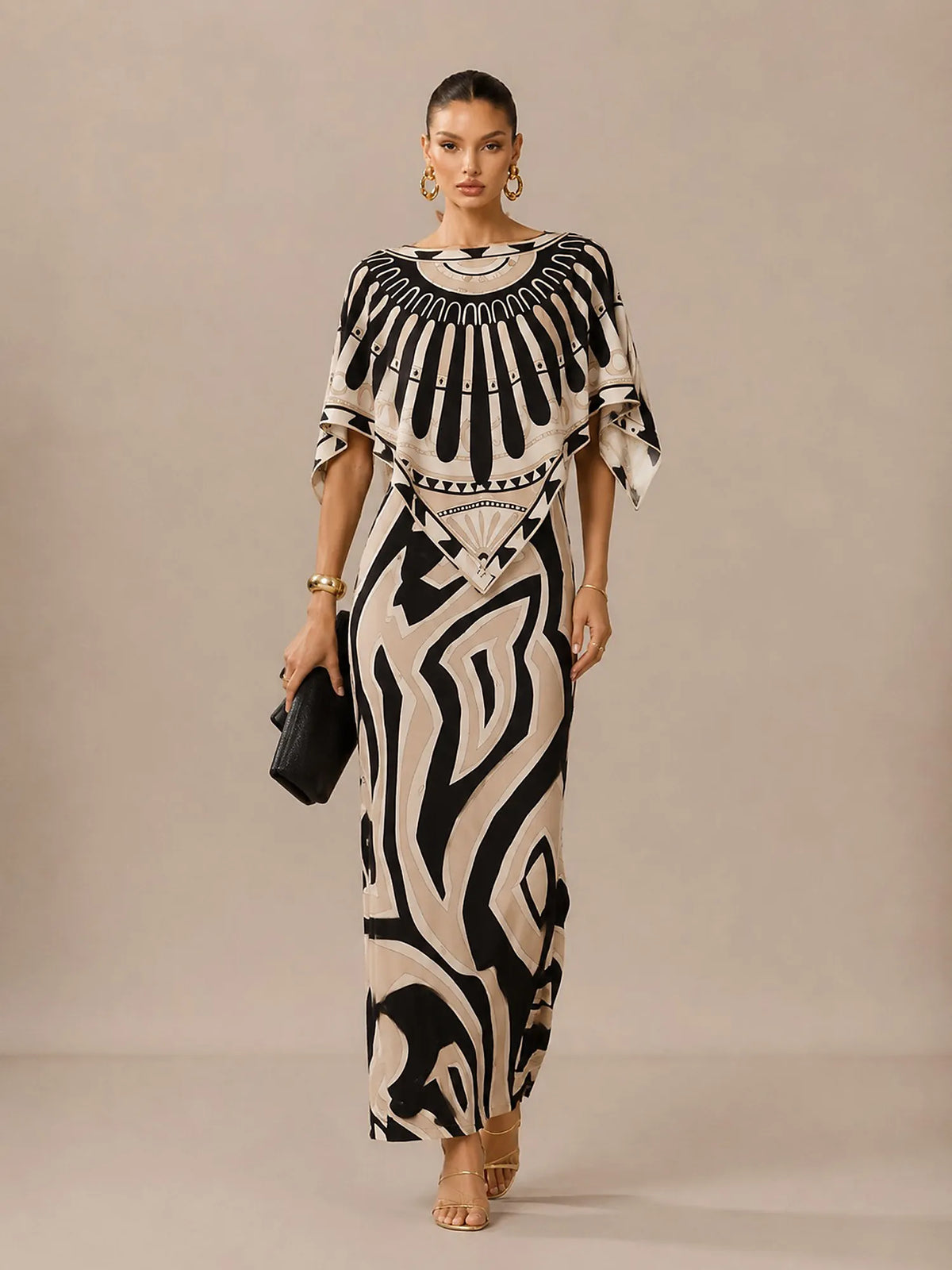 Lucy Printed Slim-Fit Zebra-Striped Dress Set