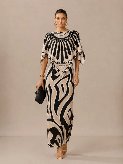 Lucy Printed Slim-Fit Zebra-Striped Dress Set