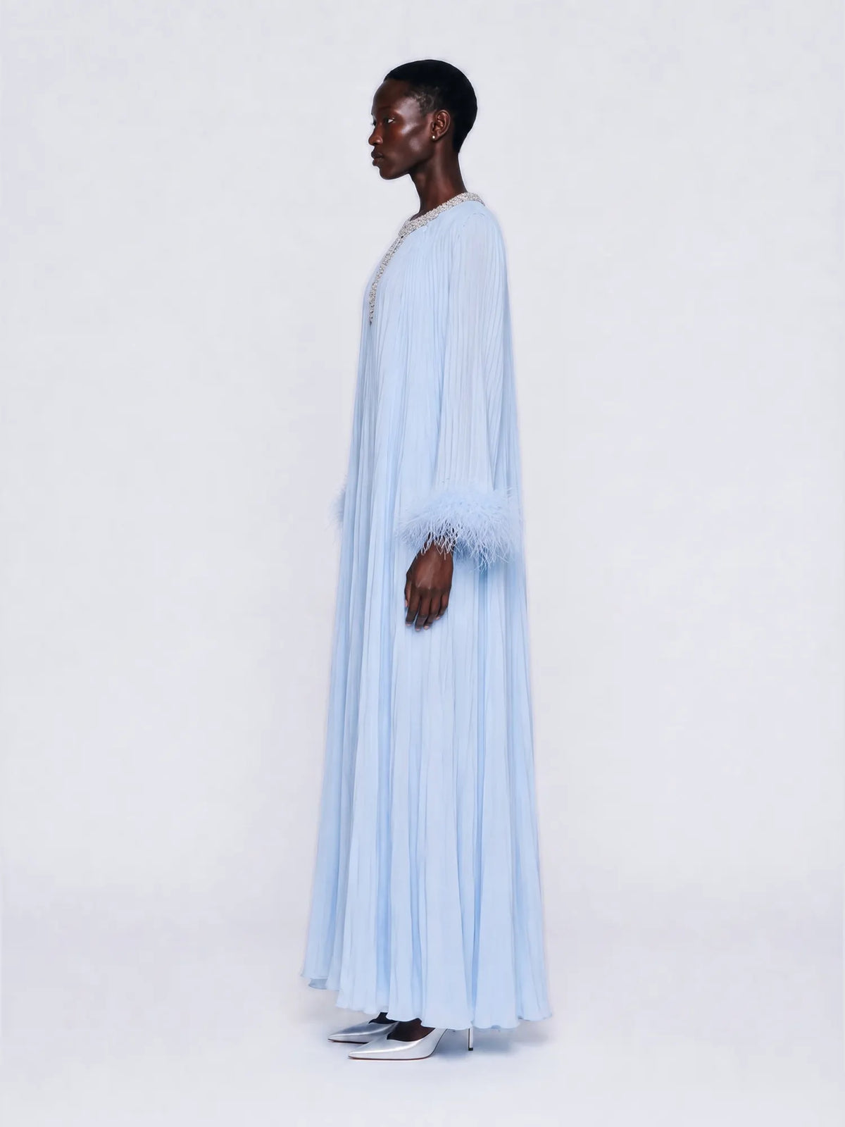 Brielle Rhinestone Embellished Pleated Maxi Dress