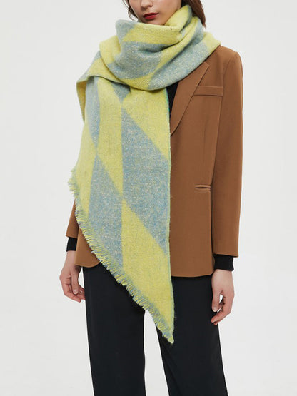 Fringed Keep Warm Plaid Shawl&Scarf