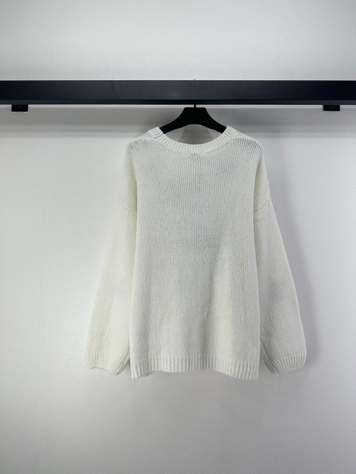 CC Floral Long-Sleeved Sweater White Wool Nylon 345973