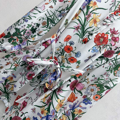 GG SS26 Flora Print Mini Dress White Multicolor Silk 351773