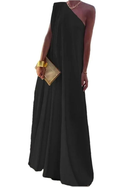 Women's Elegant Asymmetrical One Shoulder Maxi Dress