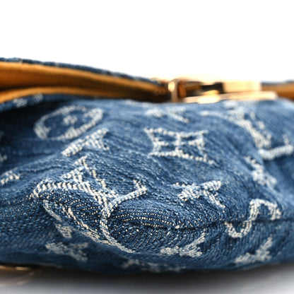 Monogram Denim Pochette Plat Clutch Blue