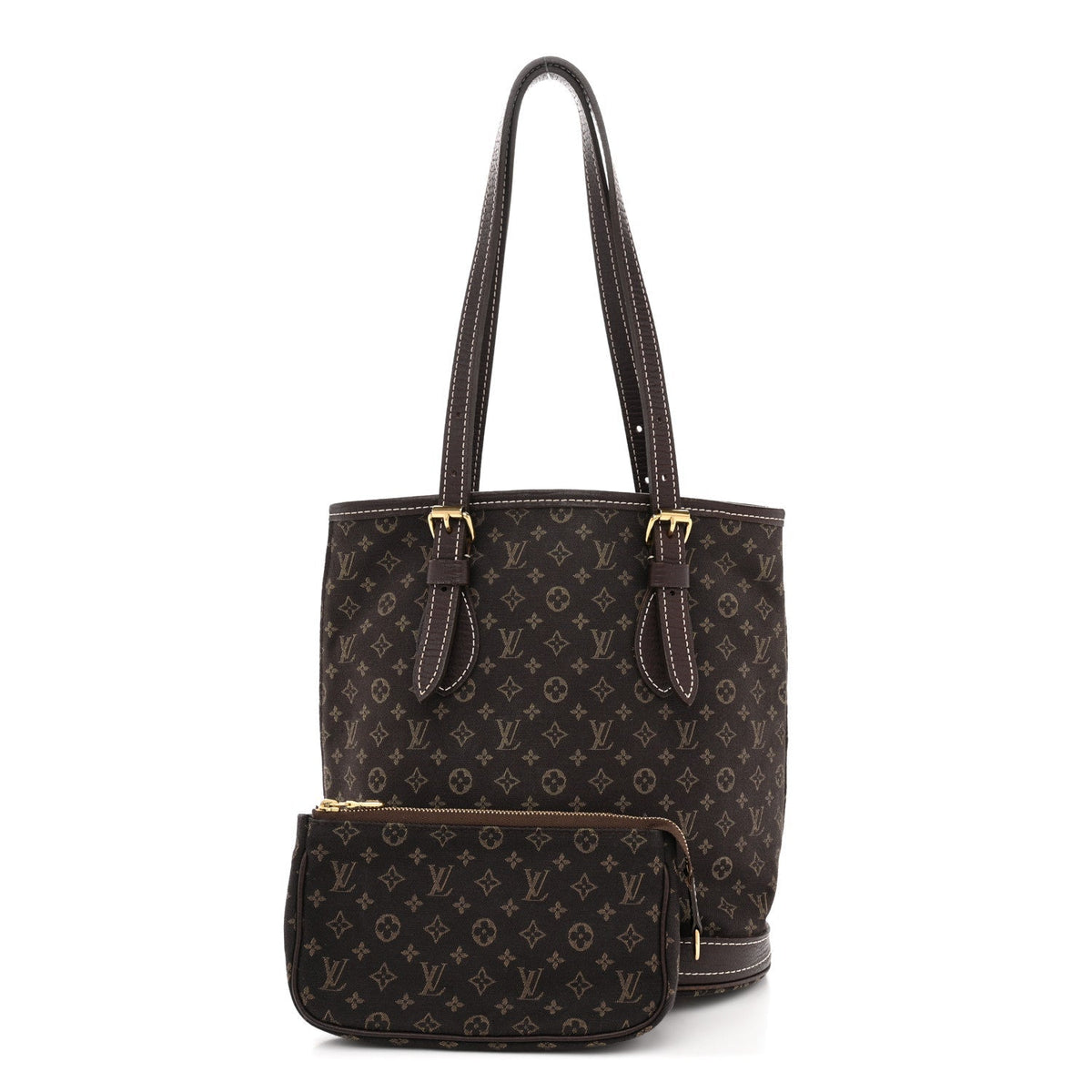 Mini Lin Monogram Bucket Bag Ebene