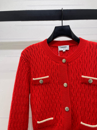 Chanel 2026 Knitted Cardigan Red Wool Cashmere 340962