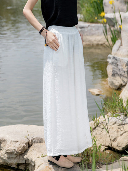 Simple Wide Legs Loose Elasticity Solid Color Casual Pants Bottoms