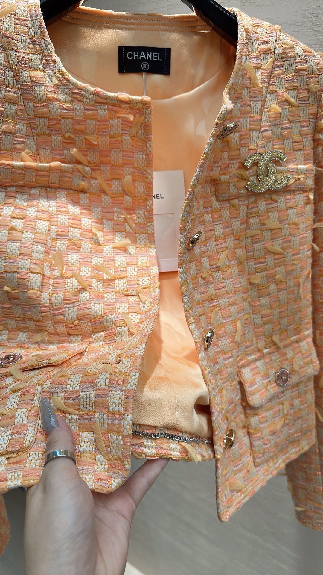 CHANEL SWEET GIRL JACKET ORANGE TWEED