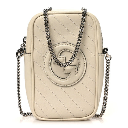 Sakai Be Green Calfskin Diagonal Stitched Mini Blondie Vertical Shoulder Bag Mystic White