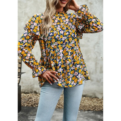 Lotus Lantern Sleeve Floral Shirt