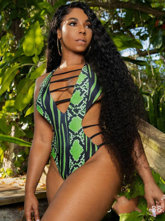 Swimsuit Sexy One-Piece Snakeskin Print With Ladies Bikini