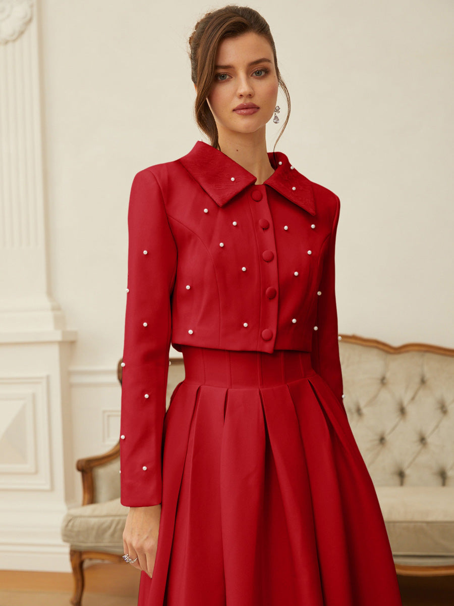 Brooklyn Pearl Jacket & Pleated Skirt Set