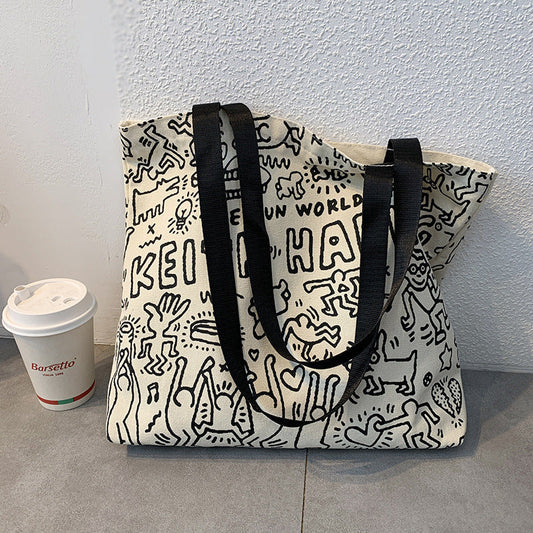 Single Shoulder Handbag Large Capacity Cute Canvas Bag
