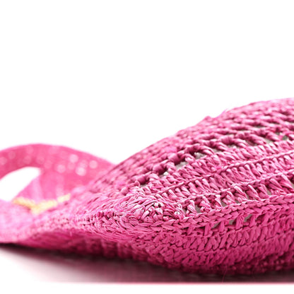 Raffia Summer Banana Tote Fuchsia Rose