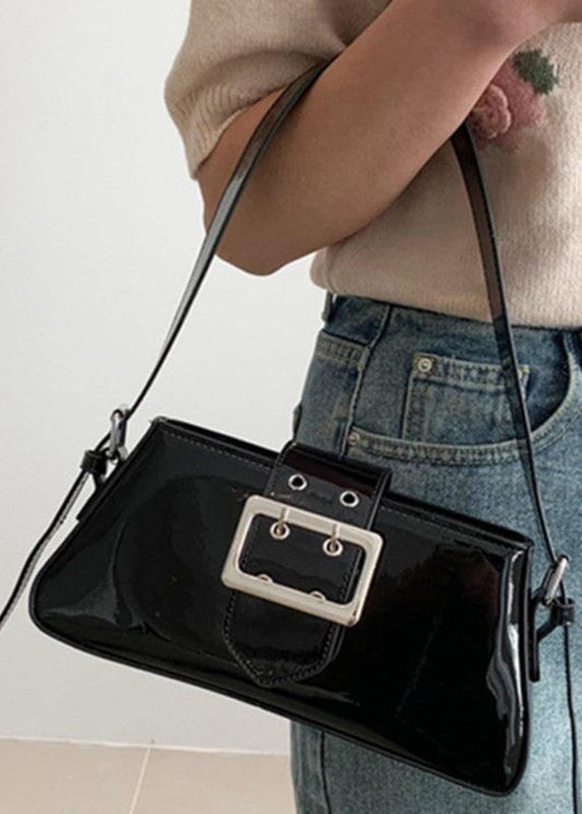 Patent Leather Bag With Glossy Buckle Detail