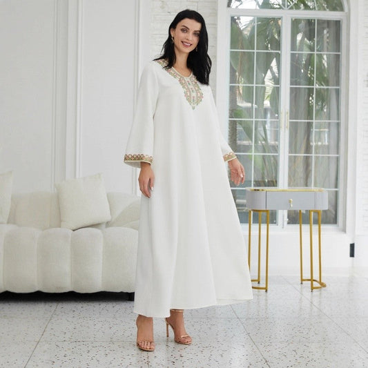 Lace Trim Abaya Robe