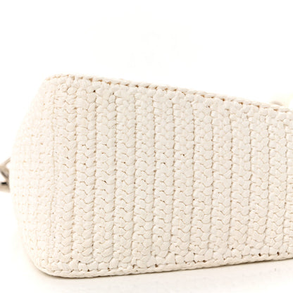 Yarn Raffia Effect Crochet Triangle Shoulder Bag White