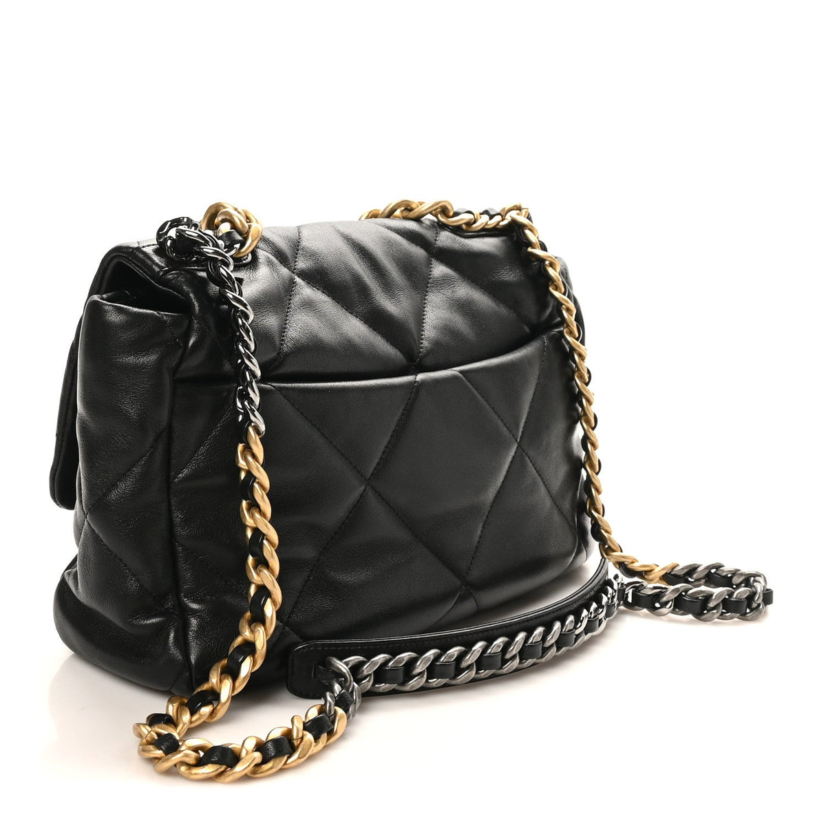Lambskin Quilted Large Chanel 19 Flap Black