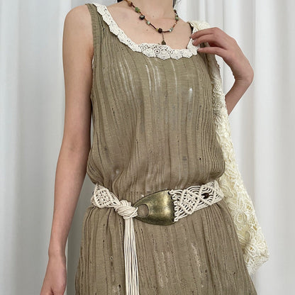 Beco - Distressed Metal Woven Belt - Boho &amp; Viantage